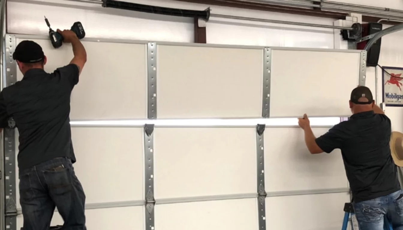 Maxim Garage Door technician performing Garage Door Panel Replacement in Dallas