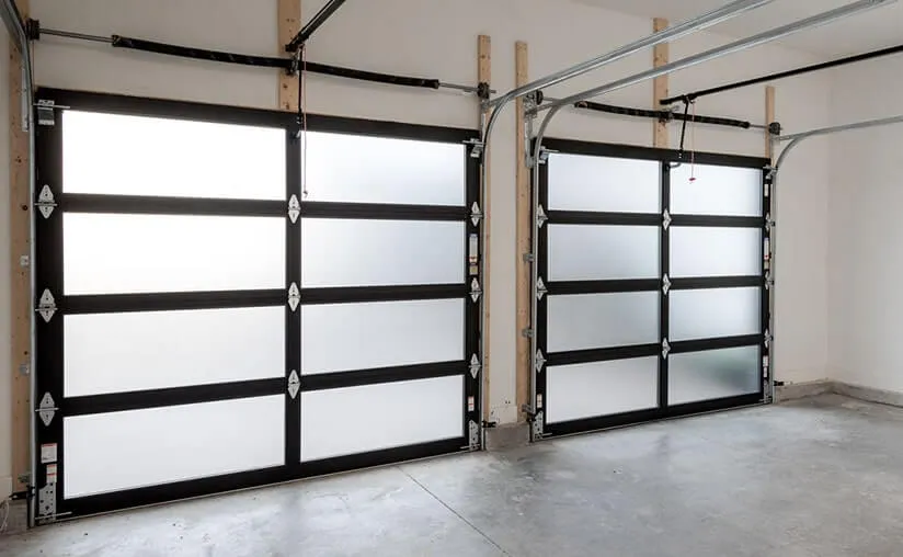 Maxim Garage Door technician installing a new garage door in Dallas